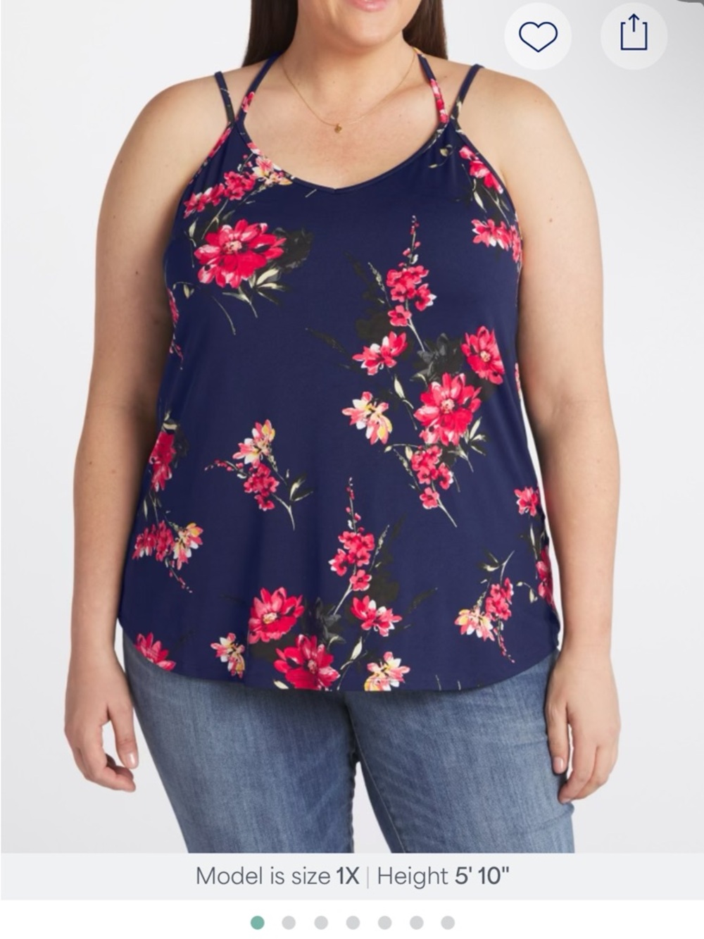 Papermoon Navy Floral Spaghetti Strap Tank Top